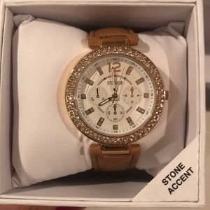NWT gold and leather watch